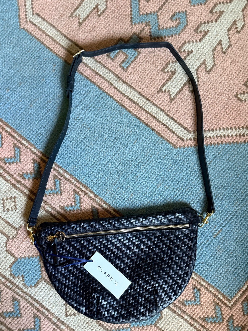 NWT Clare V Black Woven Leather Crossbody Bag - Picture 4 of 8